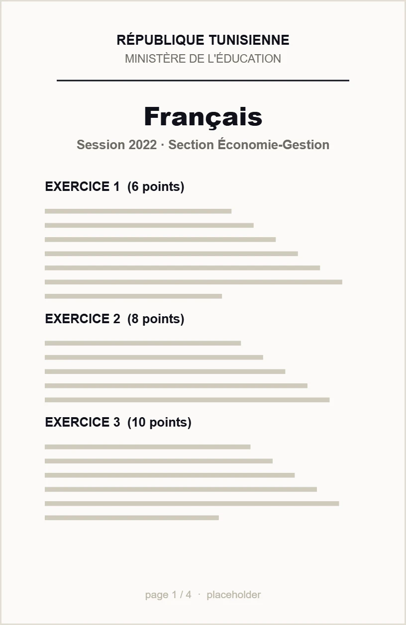 Sujet du Bac — Français
