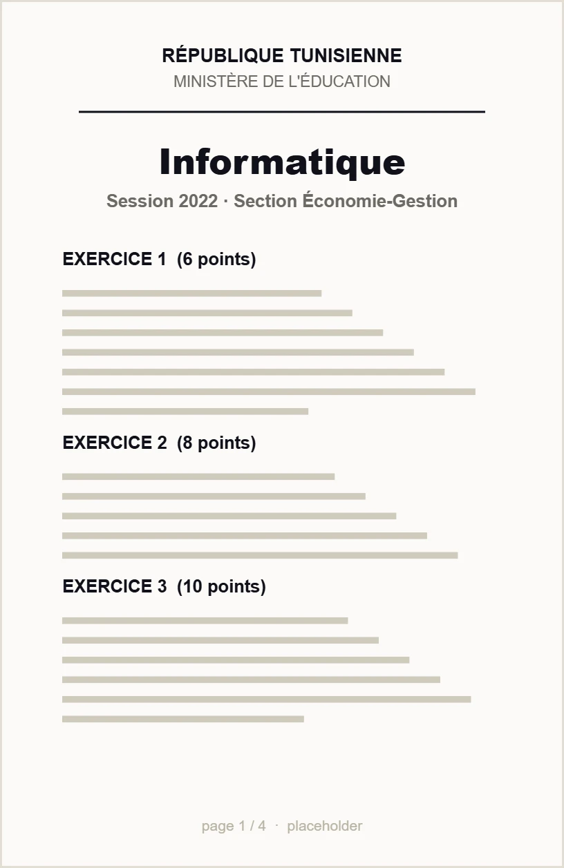 Sujet du Bac — Informatique